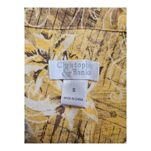 Christopher & Banks Linen Blend Yellow Floral Jean Style Jacket Size S - Picture 5 of 10